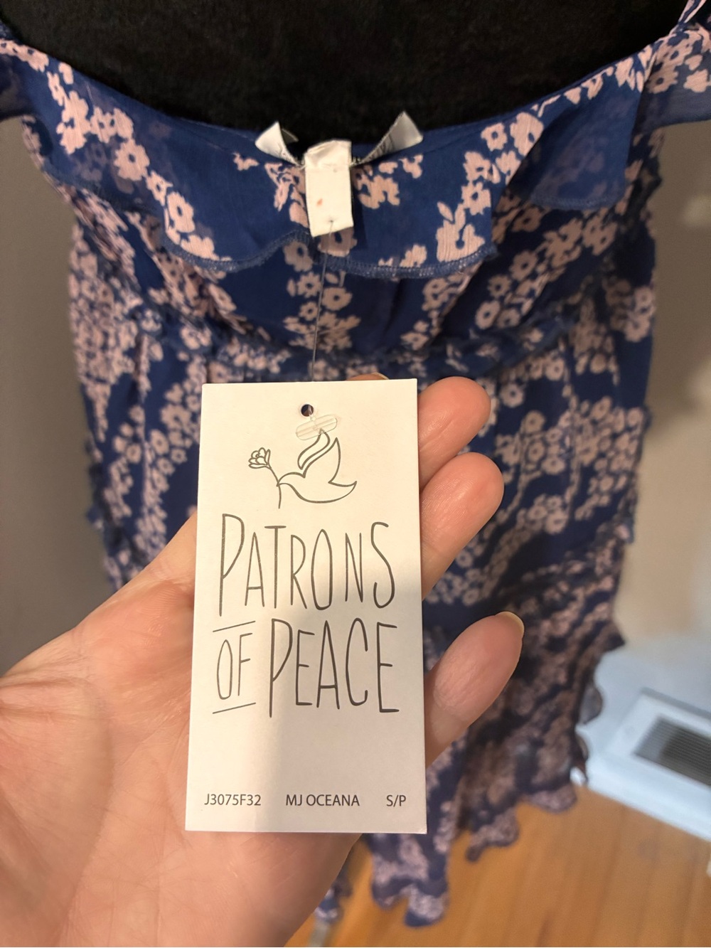 Patrons of Peace Navy Blue Floral Ruffle Mini Dress - Picture 7 of 8